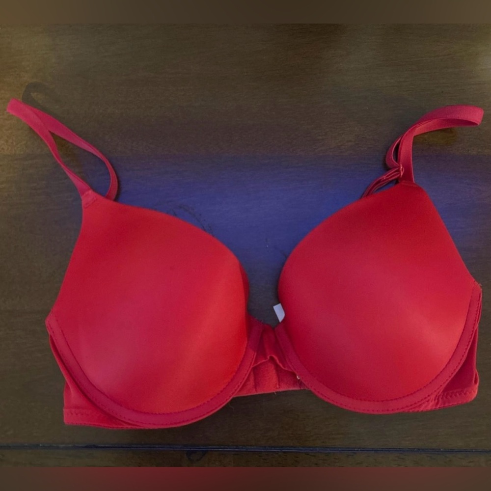 VS Pink Red Push Up Bra 32C
